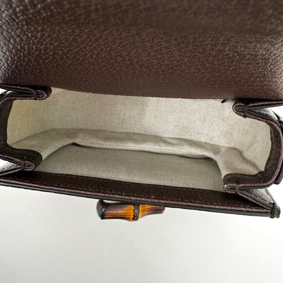 GUCCI 1947 Monogram Jumbo GG Textured Mini Bag Bamboo Top Handle in Camel Auth. - Picture 10 of 16